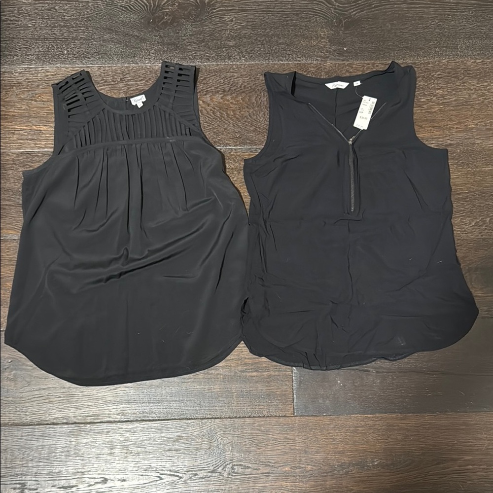 Reebok Black Pleated Neckline Tank Top